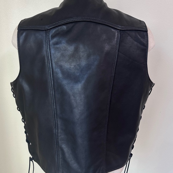 Kerr Leathers Black Motorcycle Biker Vest Buffalo Nickel USA Men's Size XL - Picture 4 of 5